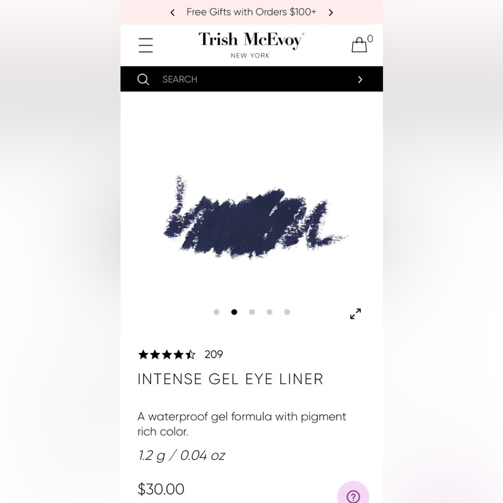 NEW TRISH McEVOY Intense Gel Eye Liner in Arabian Nights (Deep Shimmering Navy)